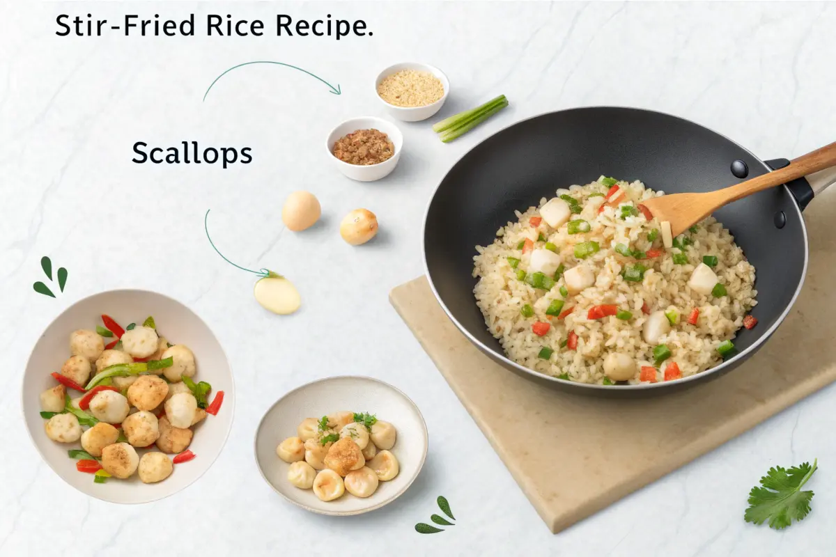 how to add scallops to a stir fried rice recipe