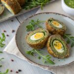 Vegan Scotch Eggs, with homemade vegan eggs